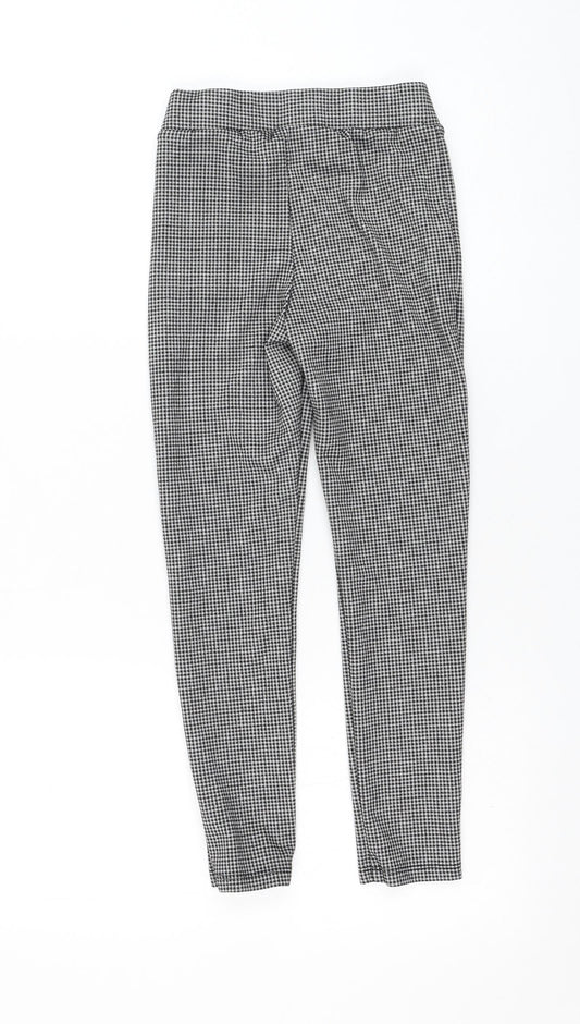 Primark Girls Black Houndstooth Polyester Carrot Trousers Size 8-9 Years Regular Pullover - Leggings