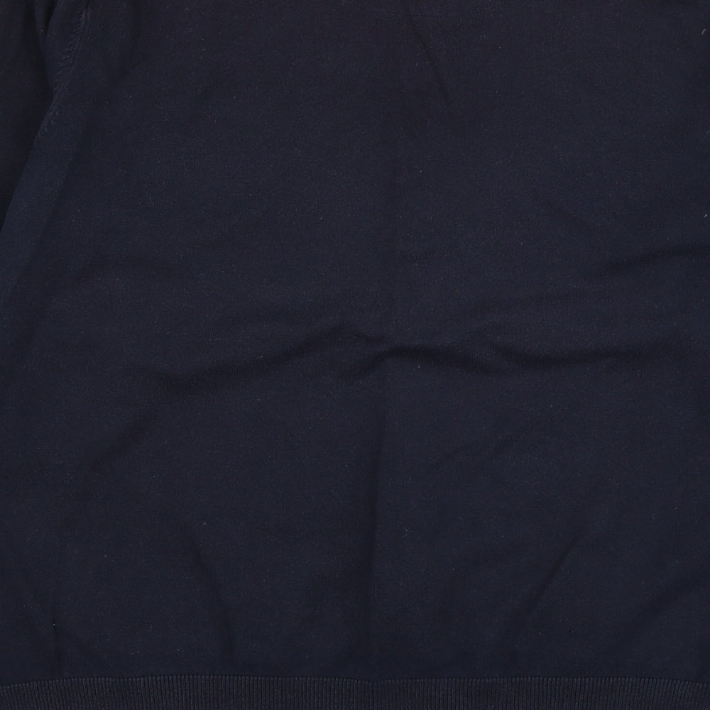 Marks and Spencer Mens Blue Collared  Cotton Pullover Jumper Size XL