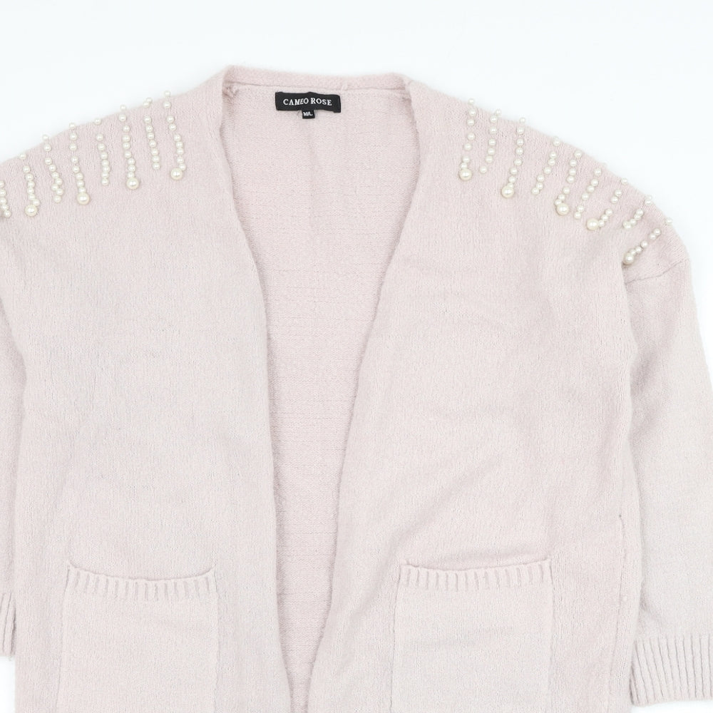 Womens UK Size M Cameo Rose Pink Cardigan Jumper