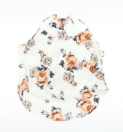 SheIn Womens White Floral Polyester Basic Blouse Size XL Square Neck