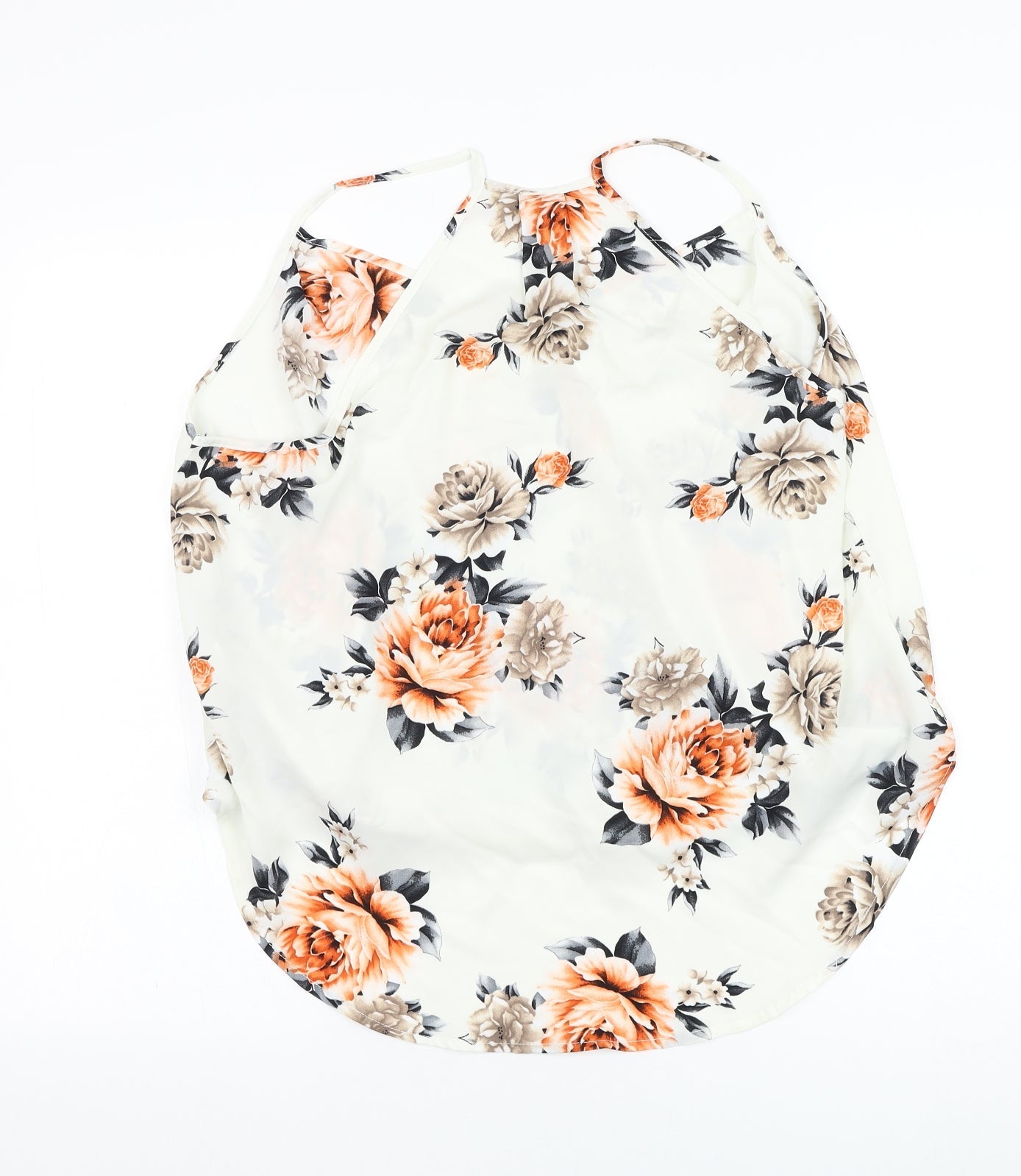 SheIn Womens White Floral Polyester Basic Blouse Size XL Square Neck