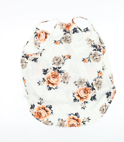 SheIn Womens White Floral Polyester Basic Blouse Size XL Square Neck