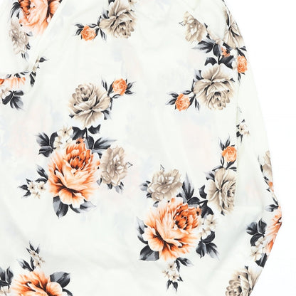 SheIn Womens White Floral Polyester Basic Blouse Size XL Square Neck