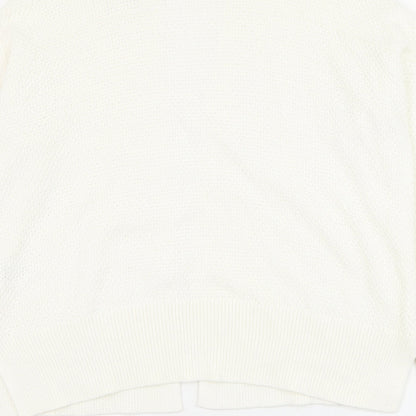 Gap Womens White Square Neck  Cotton Cardigan Jumper Size S