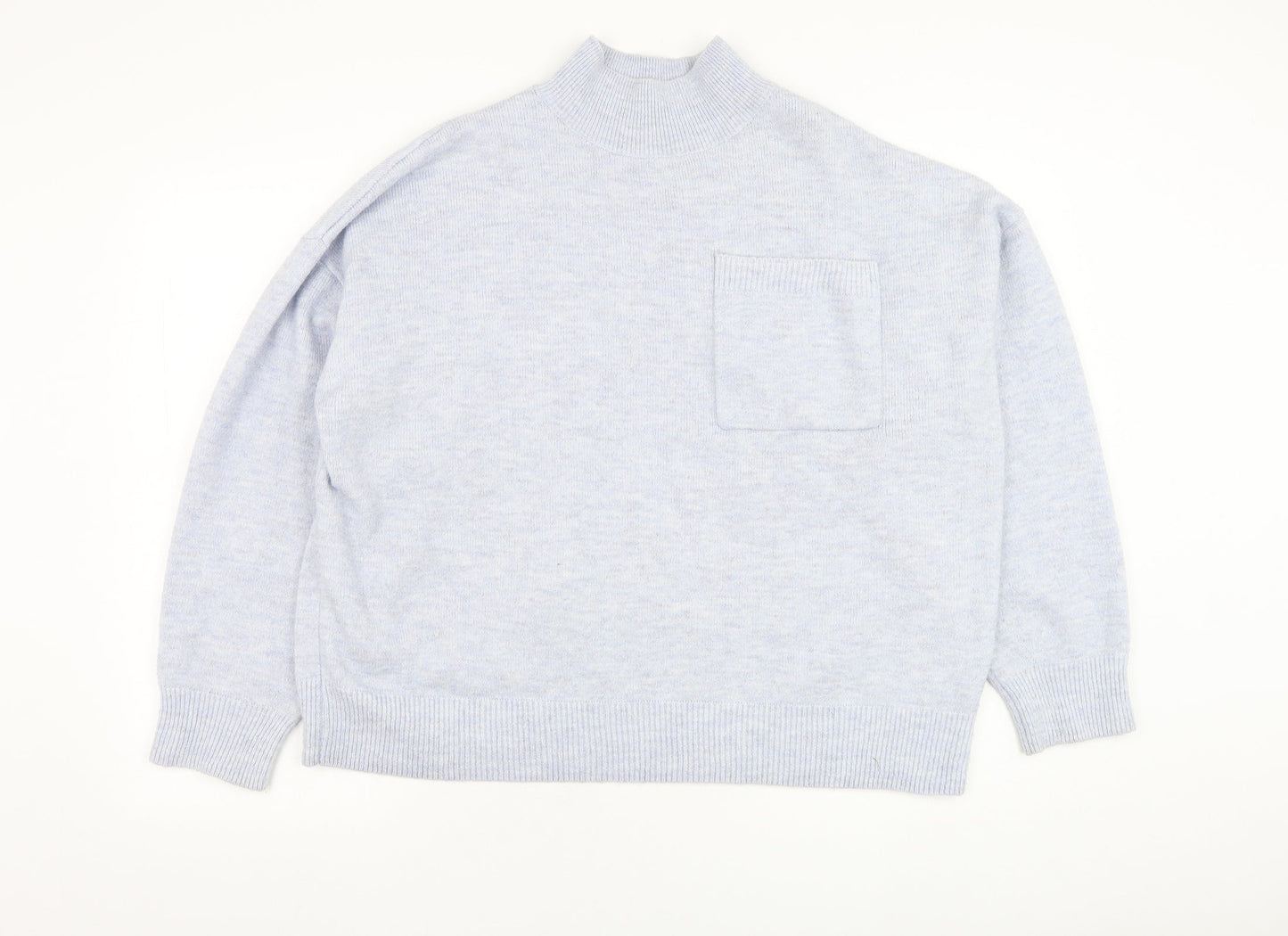 F&F Womens Blue Mock Neck  Polyester Pullover Jumper Size 14