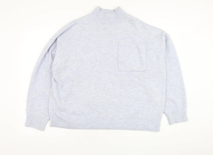F&F Womens Blue Mock Neck  Polyester Pullover Jumper Size 14