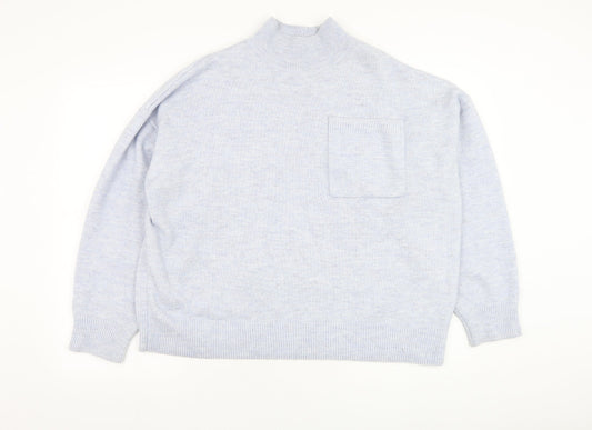 F&F Womens Blue Mock Neck  Polyester Pullover Jumper Size 14