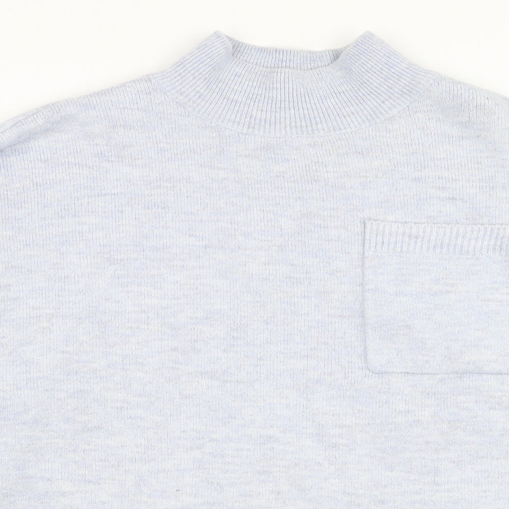 F&F Womens Blue Mock Neck  Polyester Pullover Jumper Size 14