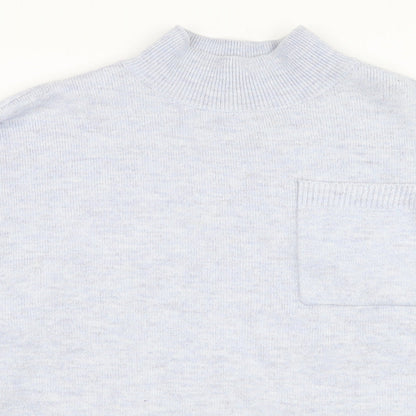 F&F Womens Blue Mock Neck  Polyester Pullover Jumper Size 14