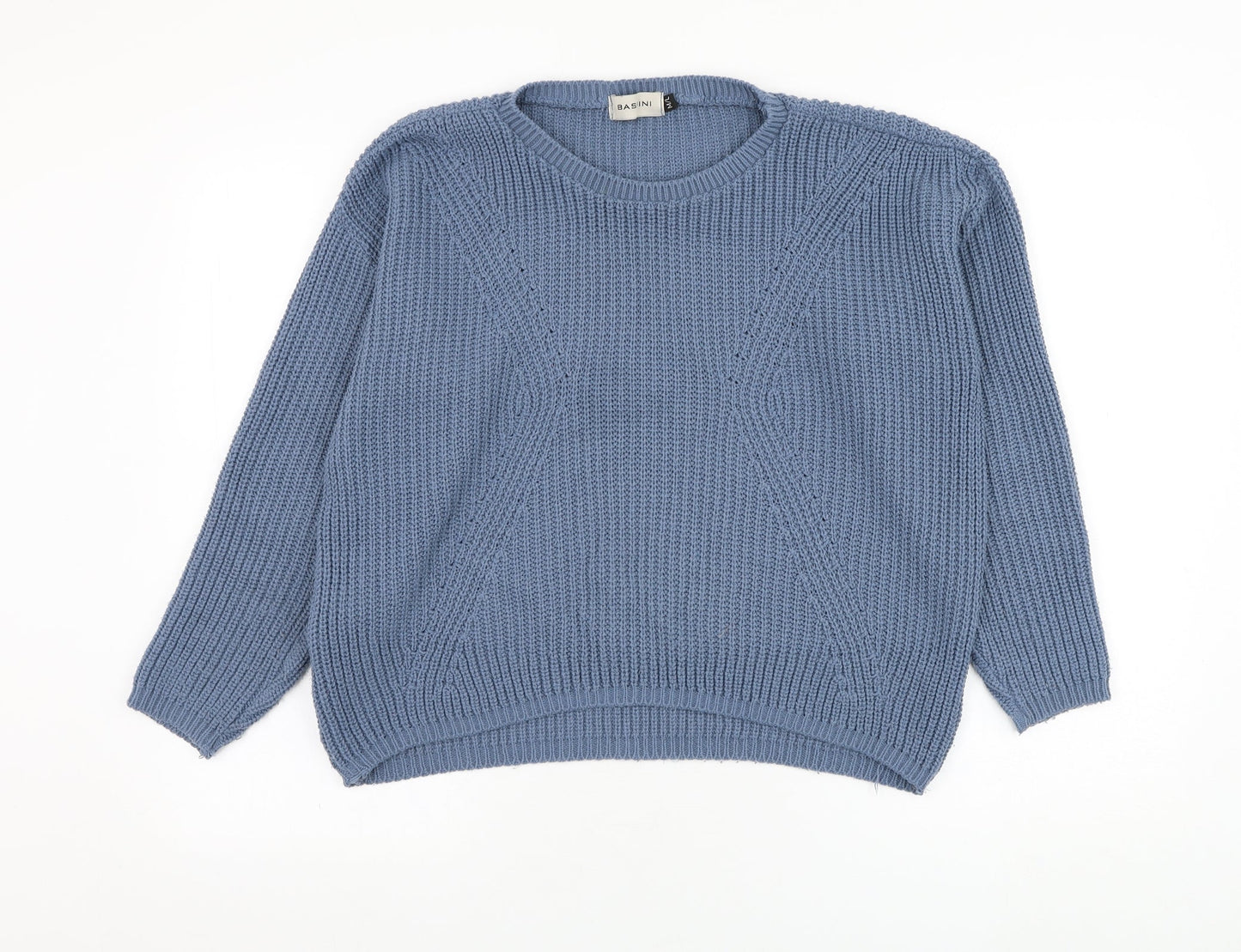 BASSINI Womens Blue Round Neck  Acrylic Pullover Jumper Size M