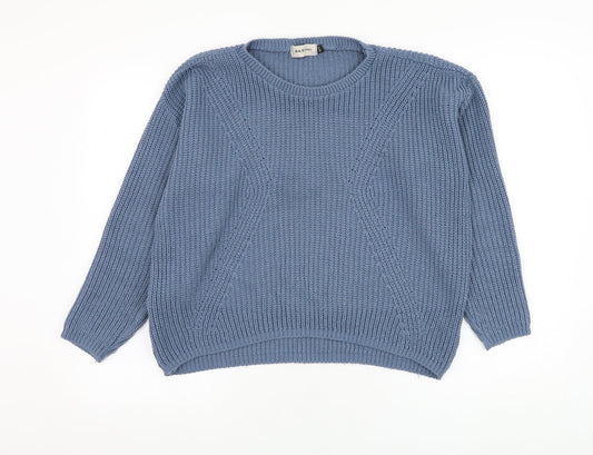 BASSINI Womens Blue Round Neck  Acrylic Pullover Jumper Size M