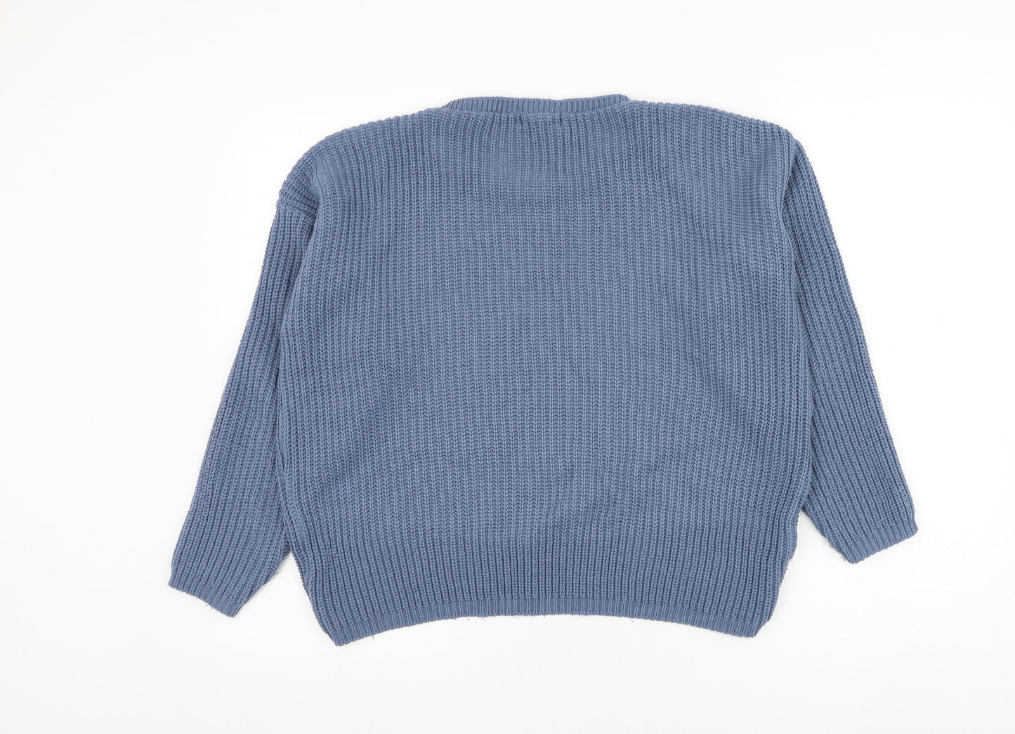 BASSINI Womens Blue Round Neck  Acrylic Pullover Jumper Size M