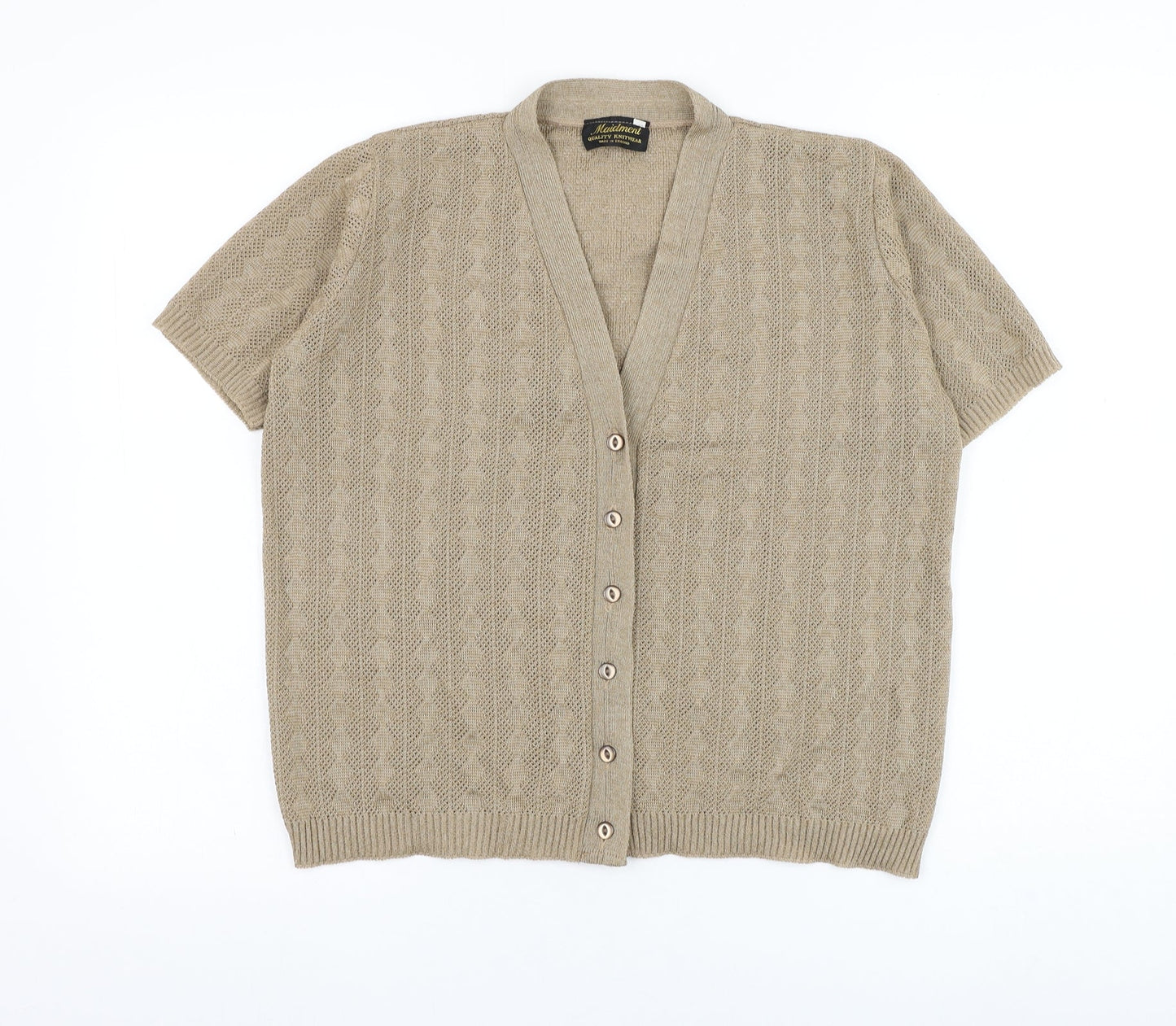 Maidment Womens Brown V-Neck  Polyester Cardigan Jumper Size M
