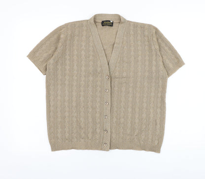 Maidment Womens Brown V-Neck  Polyester Cardigan Jumper Size M