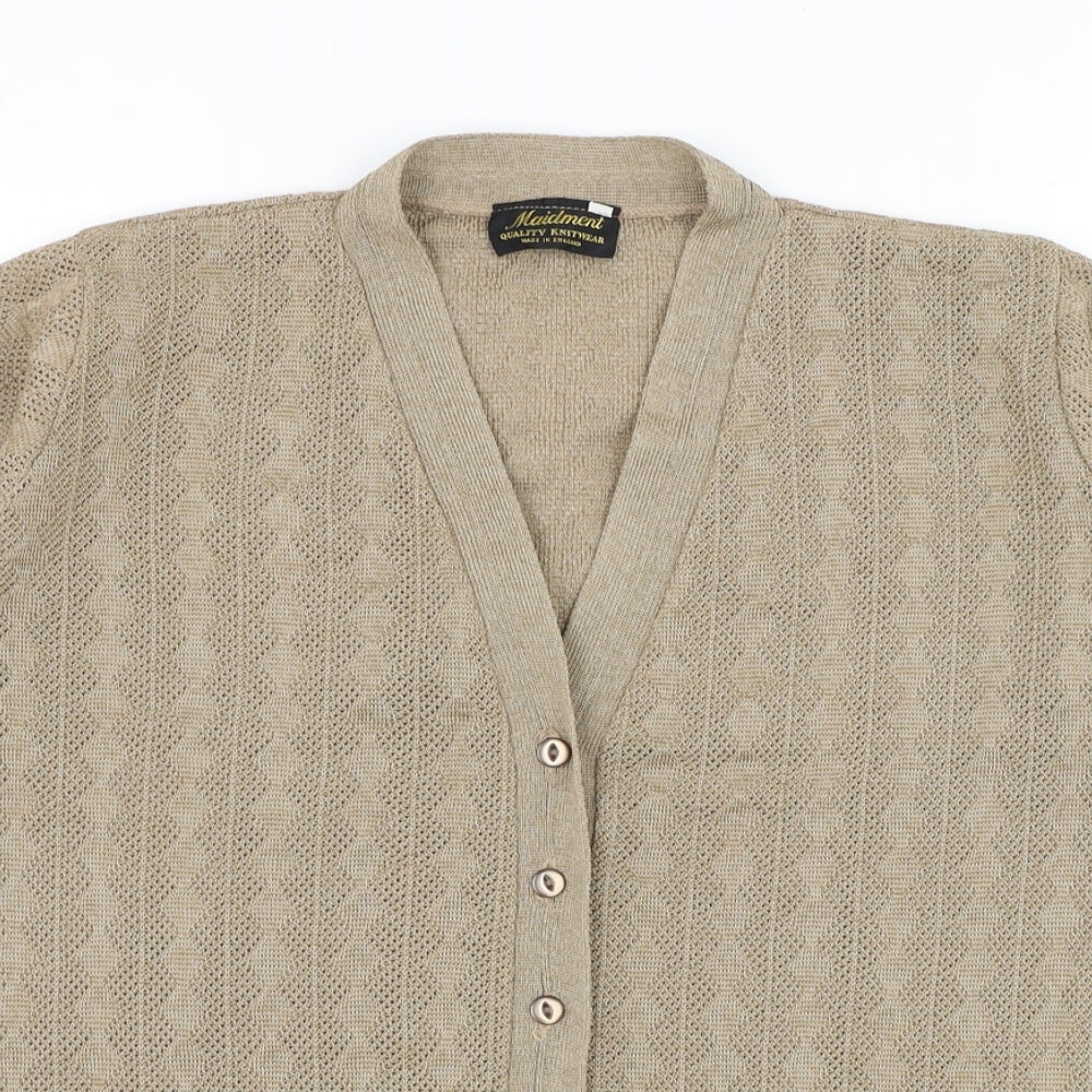 Maidment Womens Brown V-Neck  Polyester Cardigan Jumper Size M