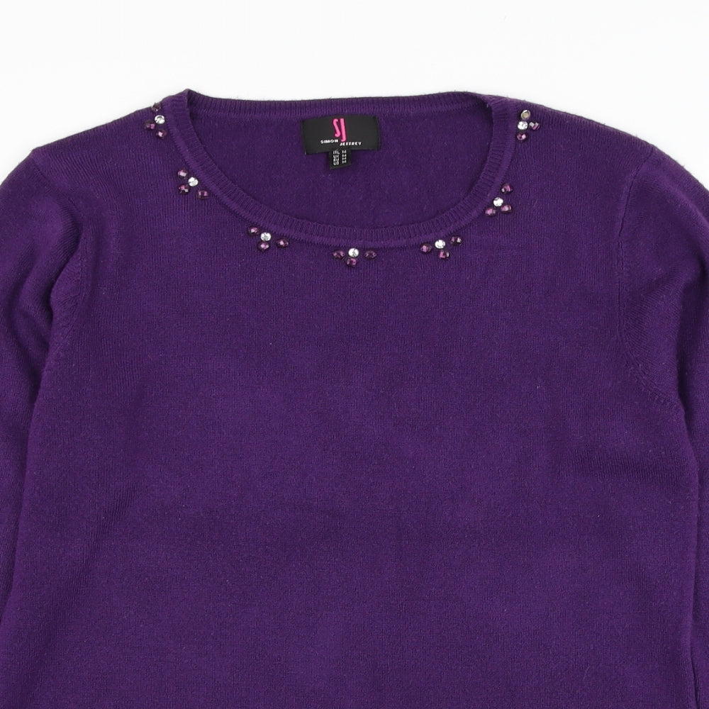 Womens UK Size M Simon Jeffrey Purple Pullover Jumper
