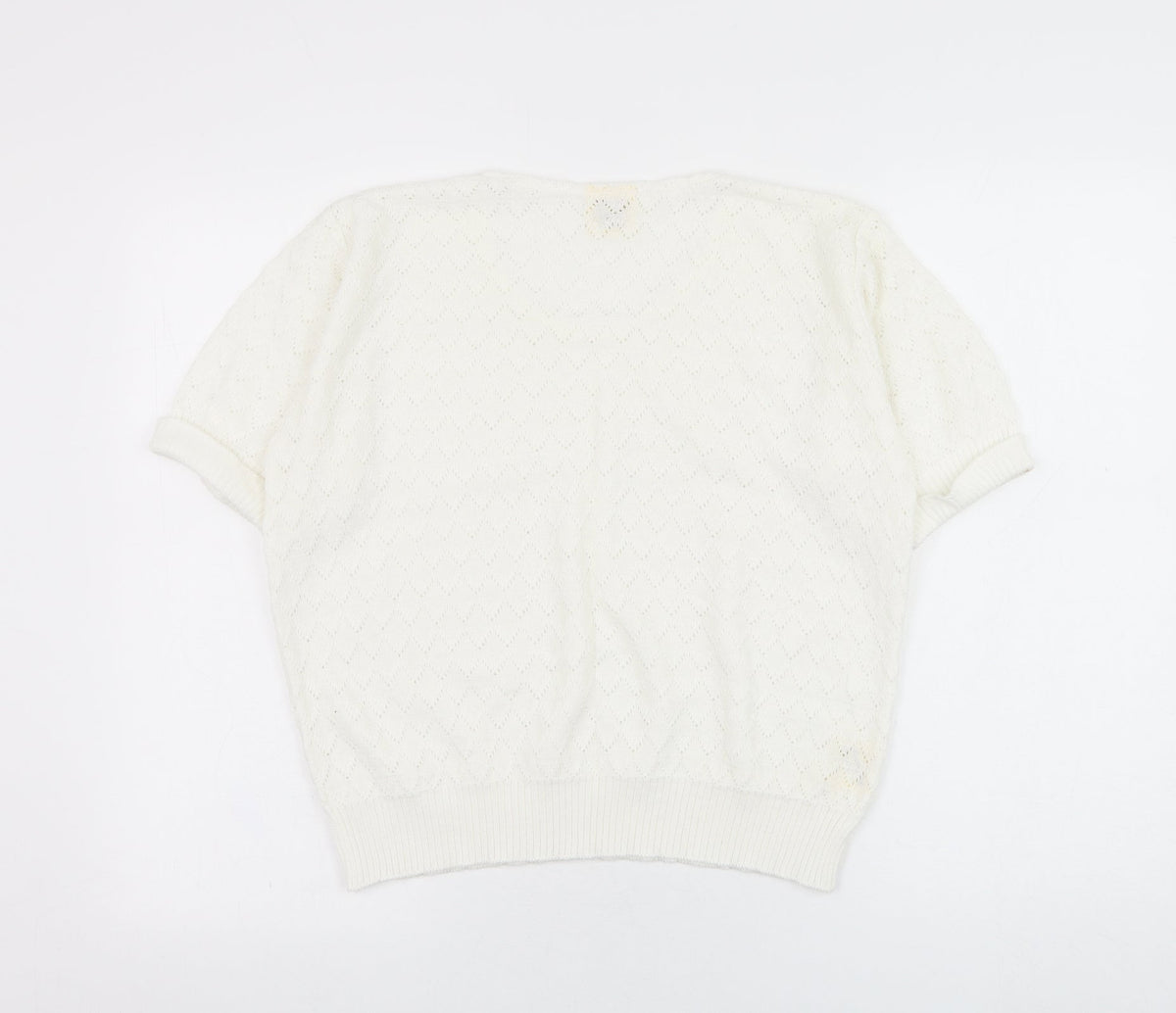 Something Special Womens White Round Neck  Acrylic Pullover Jumper Size 8