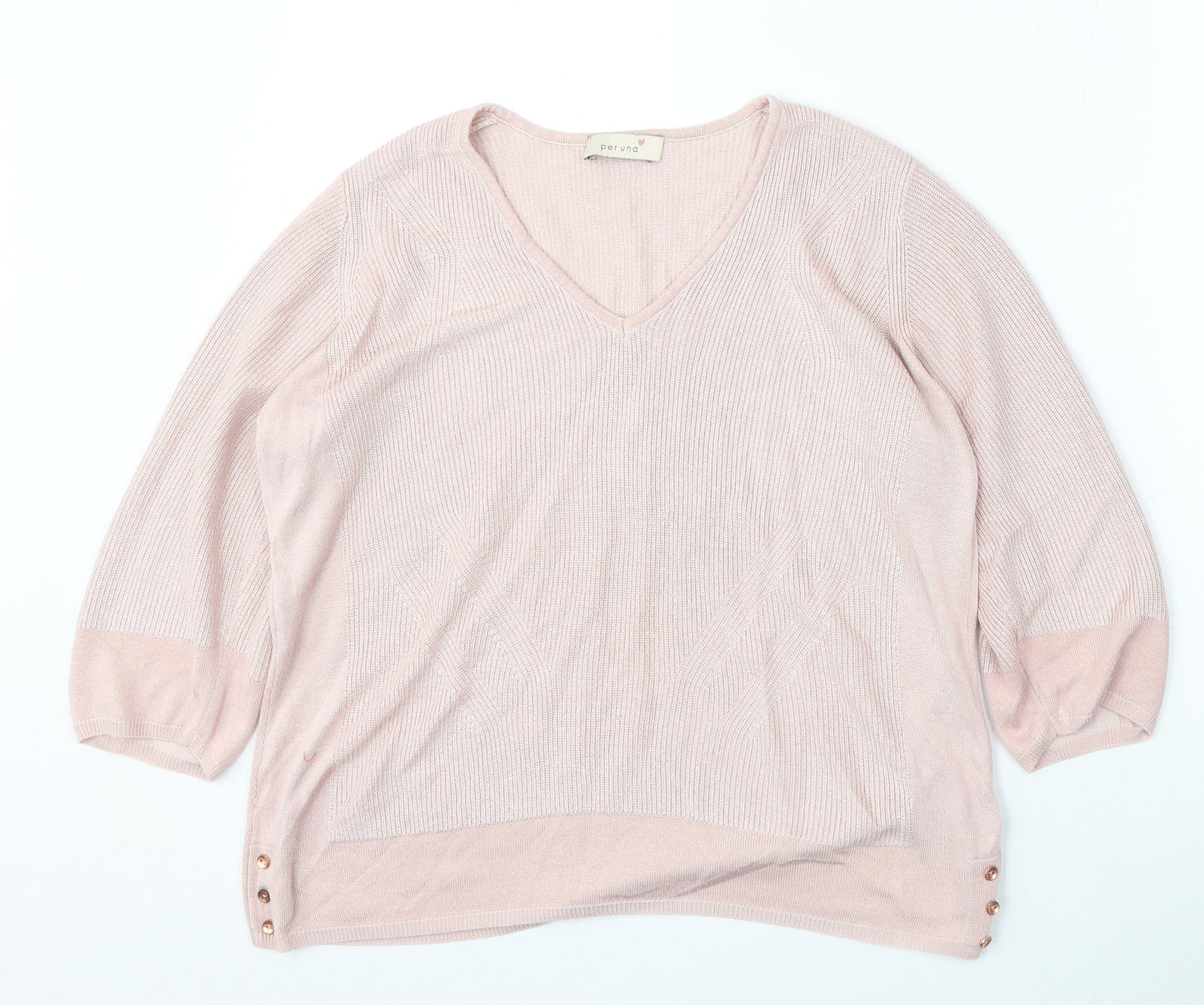Marks and Spencer Womens Pink V-Neck  Viscose Pullover Jumper Size 16