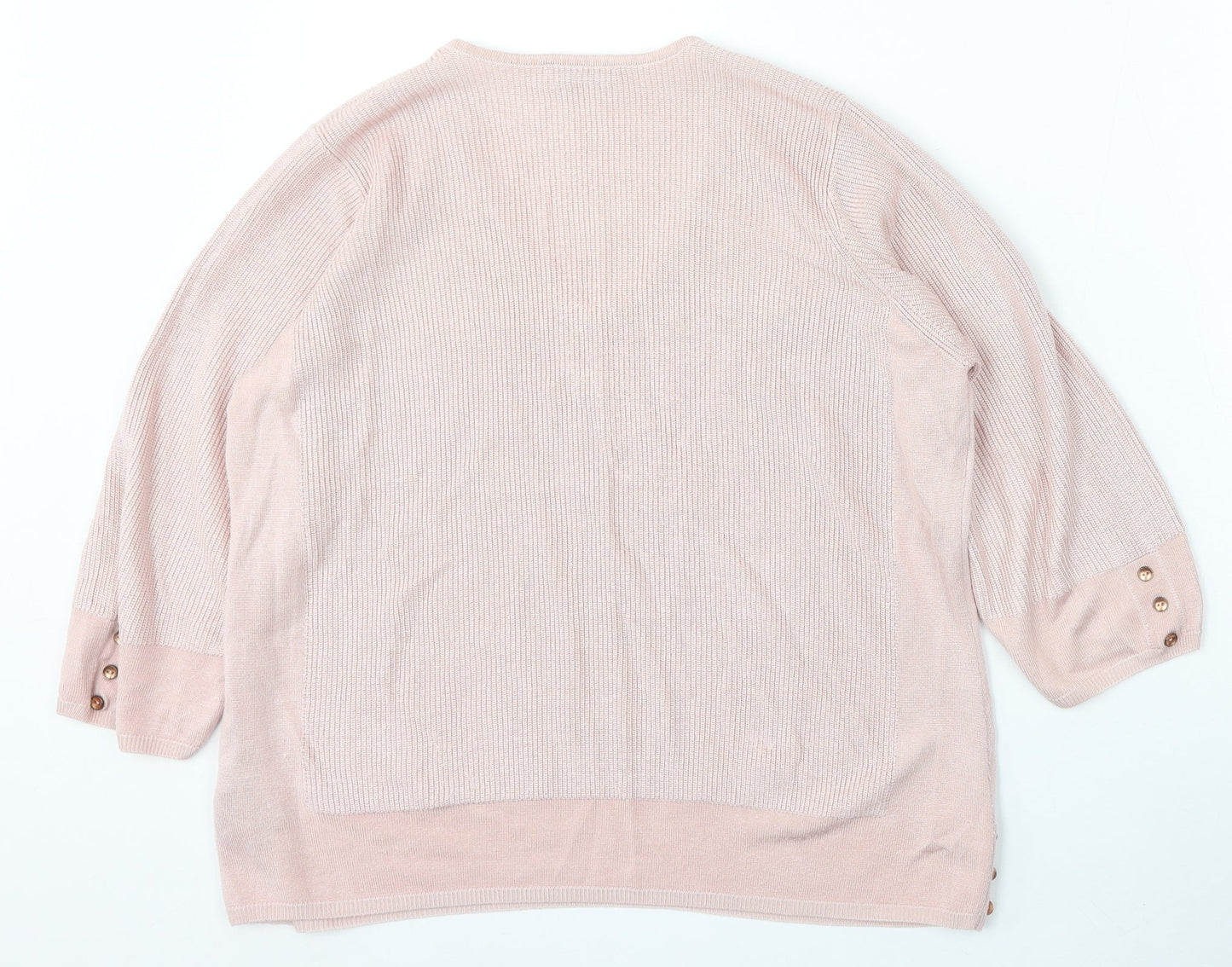 Marks and Spencer Womens Pink V-Neck  Viscose Pullover Jumper Size 16