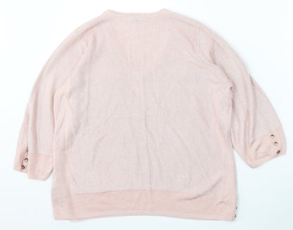 Marks and Spencer Womens Pink V-Neck  Viscose Pullover Jumper Size 16
