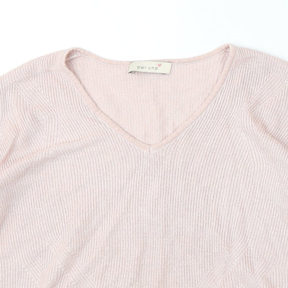 Marks and Spencer Womens Pink V-Neck  Viscose Pullover Jumper Size 16