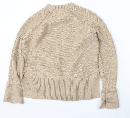 H&M Womens Beige Round Neck  Acrylic Pullover Jumper Size XS