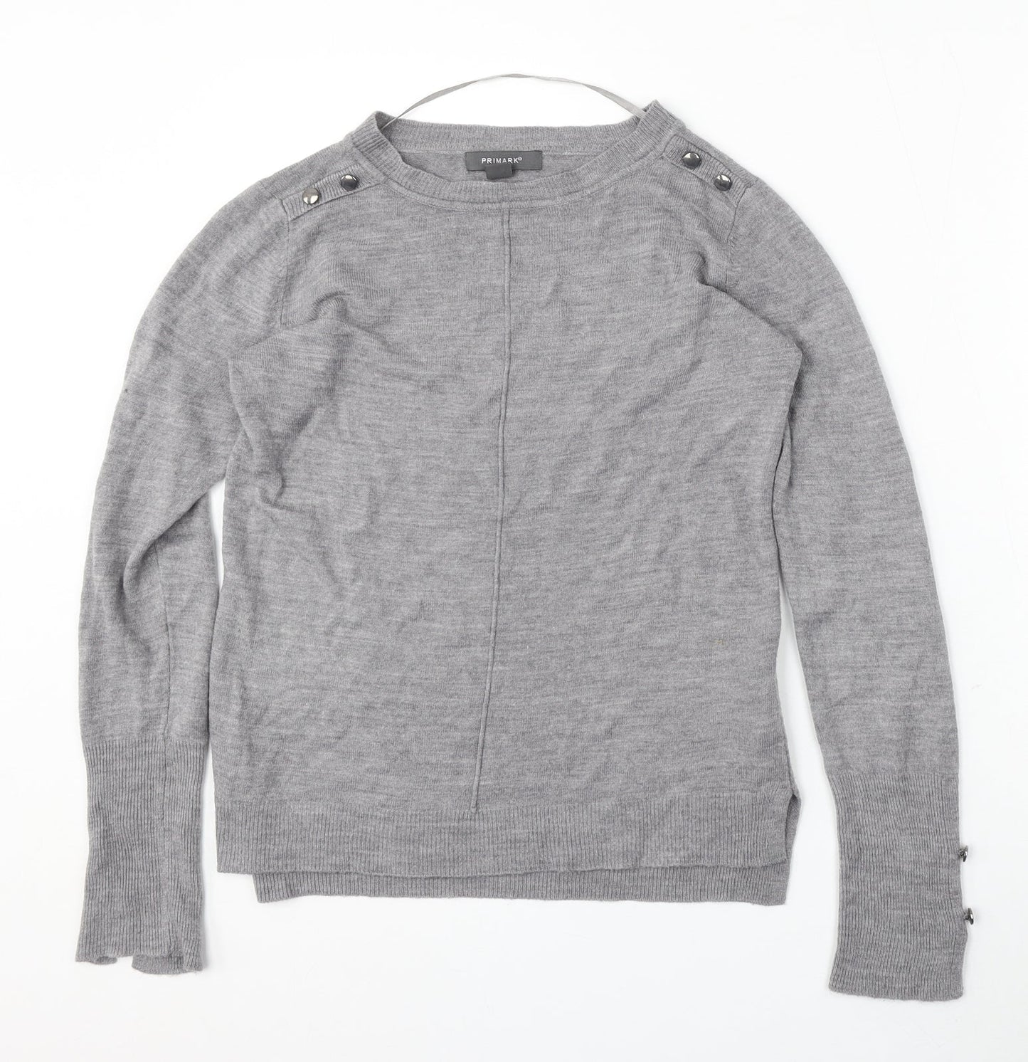 Primark Womens Grey Round Neck  Acrylic Pullover Jumper Size XS