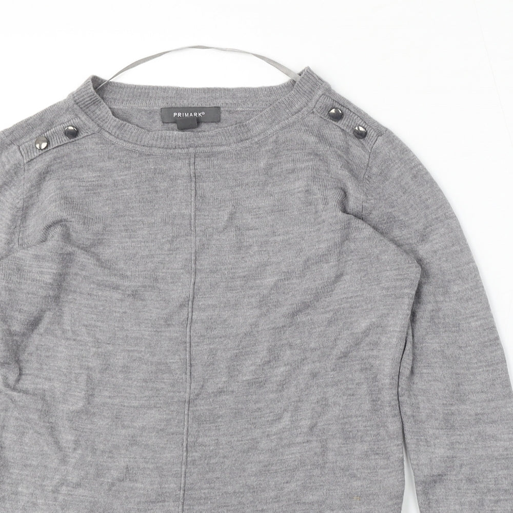 Primark Womens Grey Round Neck  Acrylic Pullover Jumper Size XS