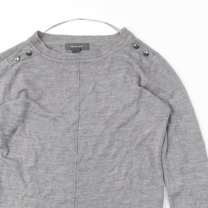 Primark Womens Grey Round Neck  Acrylic Pullover Jumper Size XS