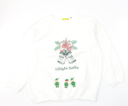Of life and lemons Womens White  Cotton Pullover Sweatshirt Size L