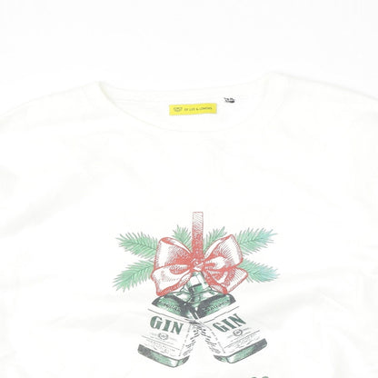 Of life and lemons Womens White  Cotton Pullover Sweatshirt Size L