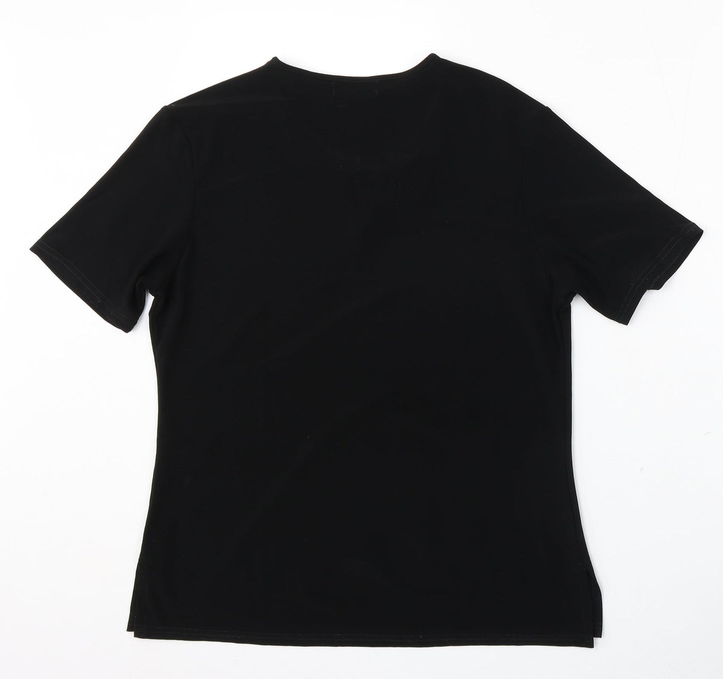 Saloos Womens Black  Polyester Basic T-Shirt Size M Round Neck