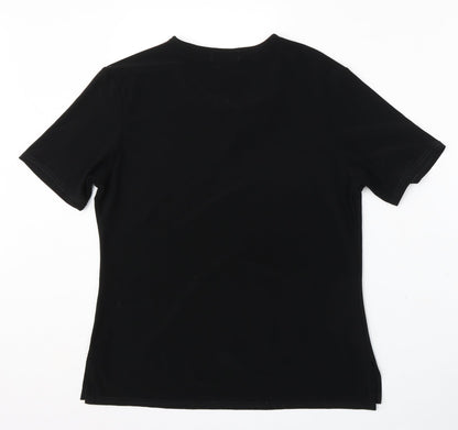 Saloos Womens Black  Polyester Basic T-Shirt Size M Round Neck