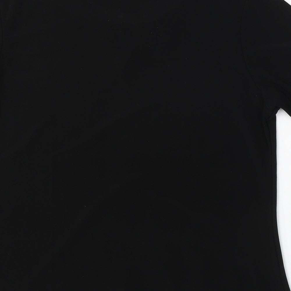 Saloos Womens Black  Polyester Basic T-Shirt Size M Round Neck