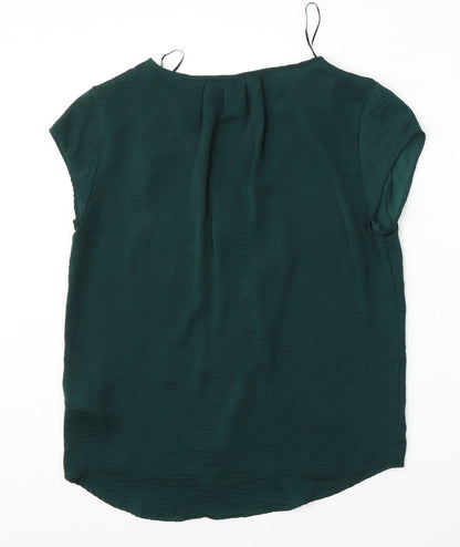 H&M Womens Green  Polyester Basic Blouse Size 6 V-Neck