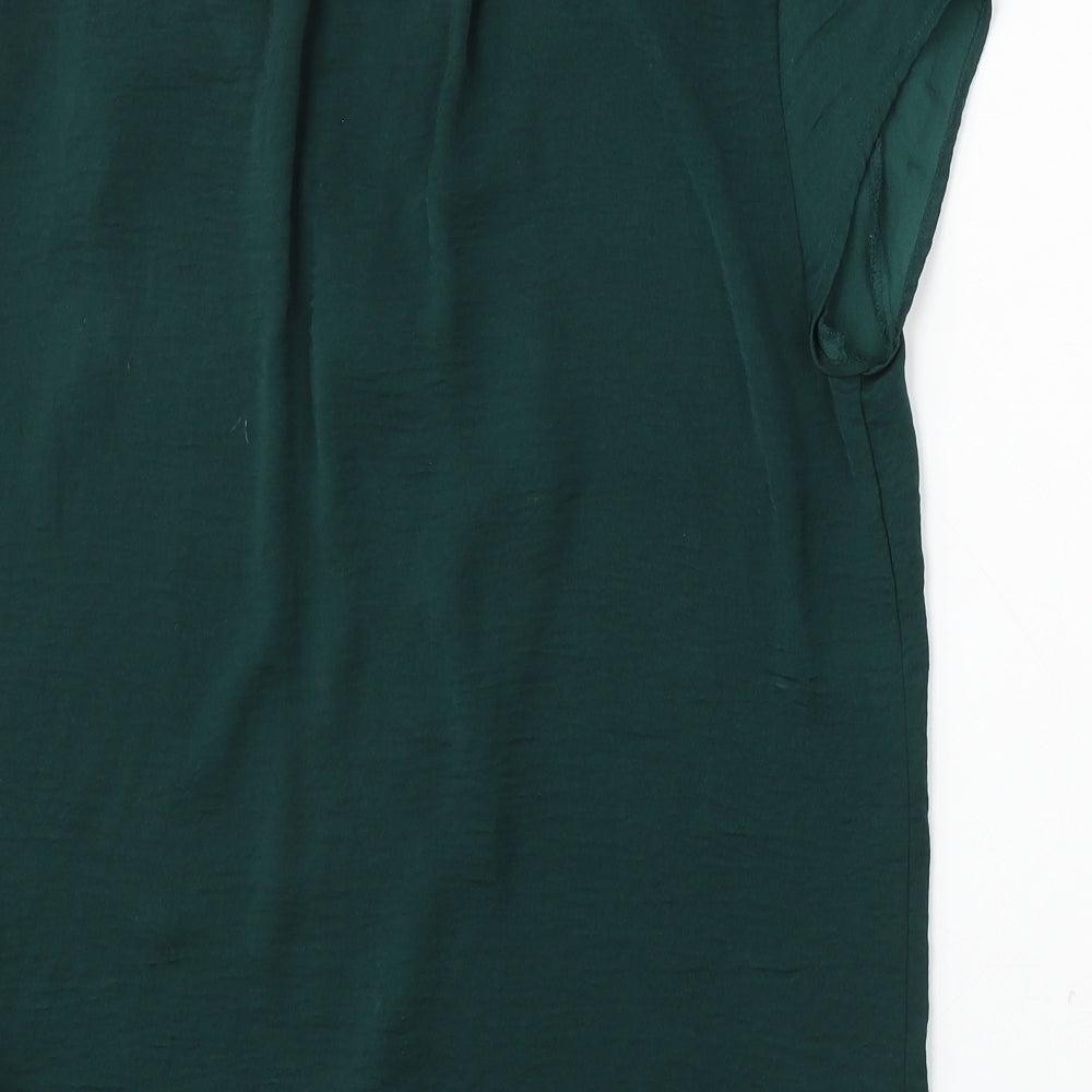 H&M Womens Green  Polyester Basic Blouse Size 6 V-Neck