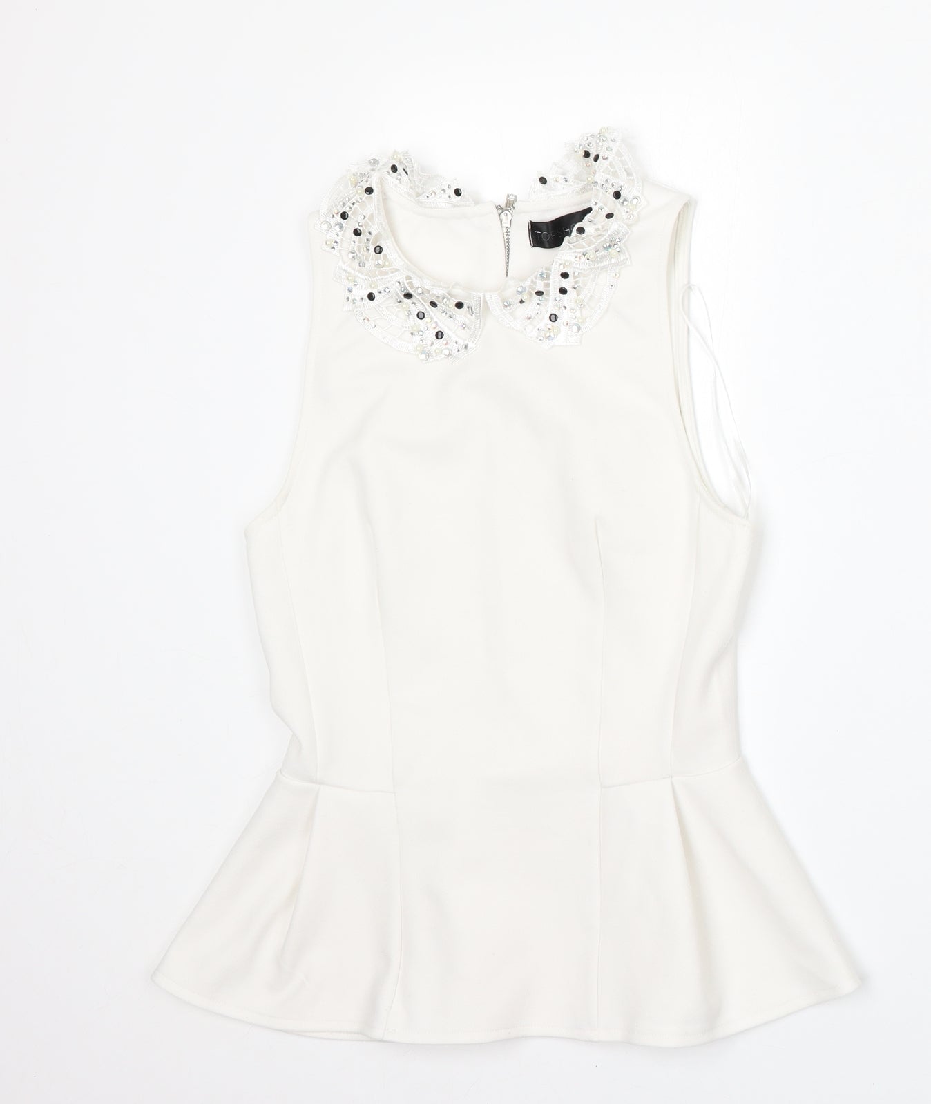 Womens UK Size 8 Topshop White Basic Blouse