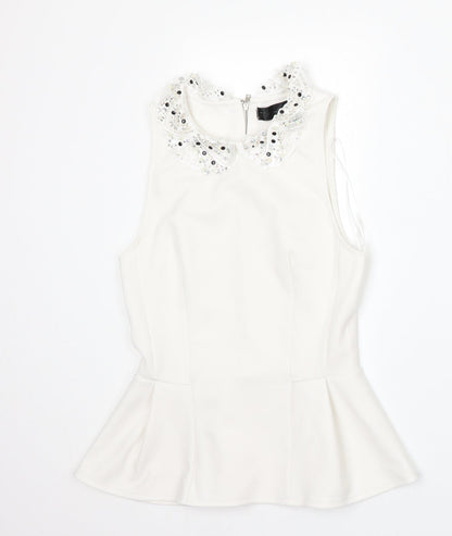 Womens UK Size 8 Topshop White Basic Blouse