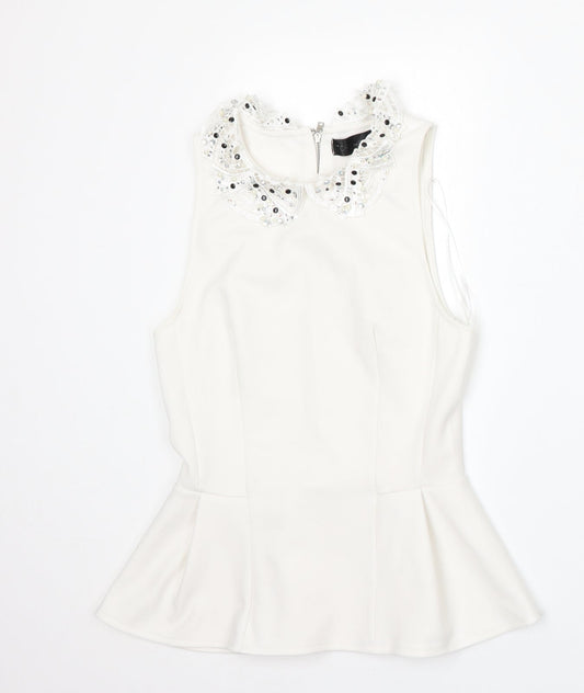 Womens UK Size 8 Topshop White Basic Blouse