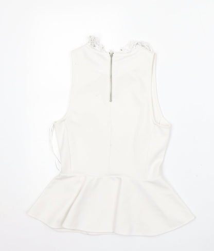 Womens UK Size 8 Topshop White Basic Blouse