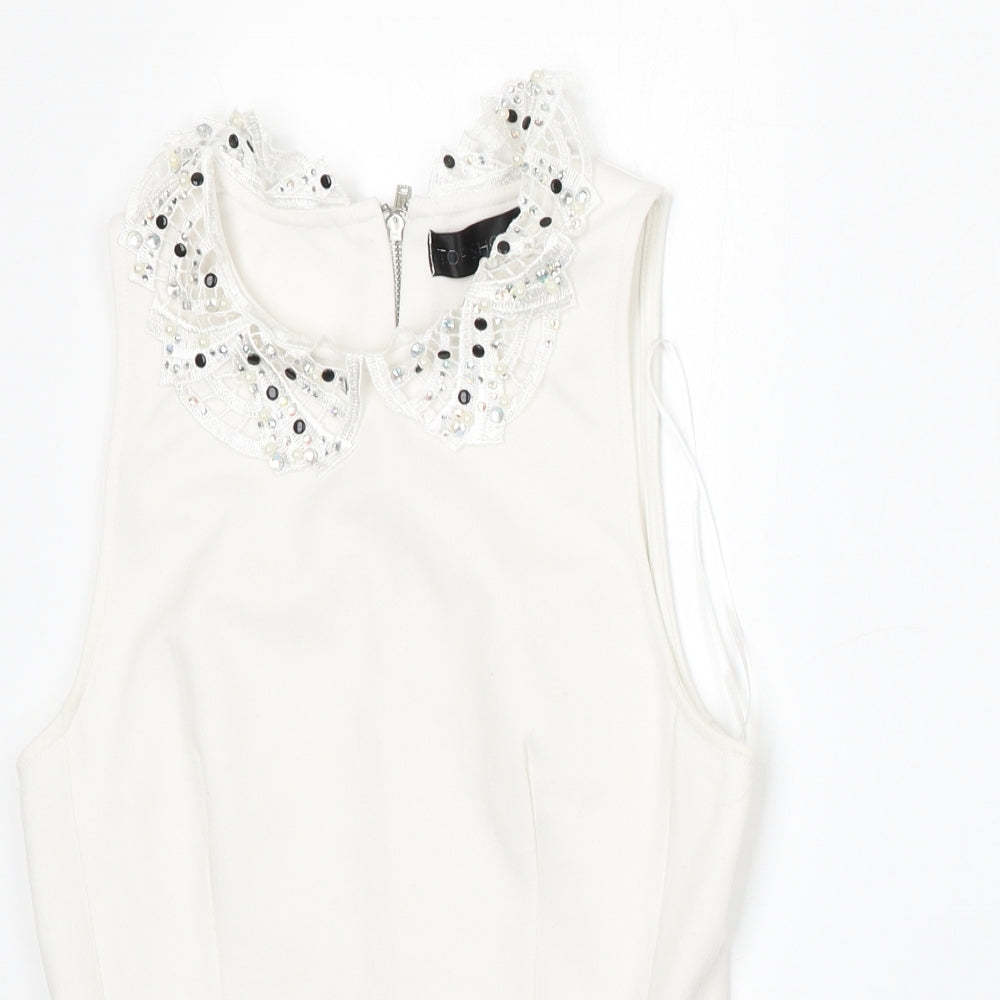 Womens UK Size 8 Topshop White Basic Blouse