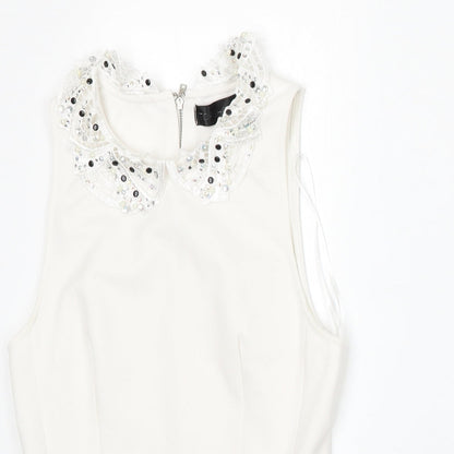 Womens UK Size 8 Topshop White Basic Blouse