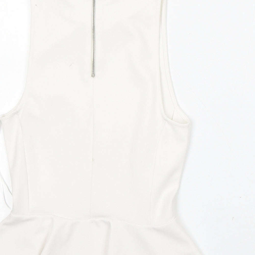 Womens UK Size 8 Topshop White Basic Blouse