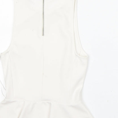 Womens UK Size 8 Topshop White Basic Blouse