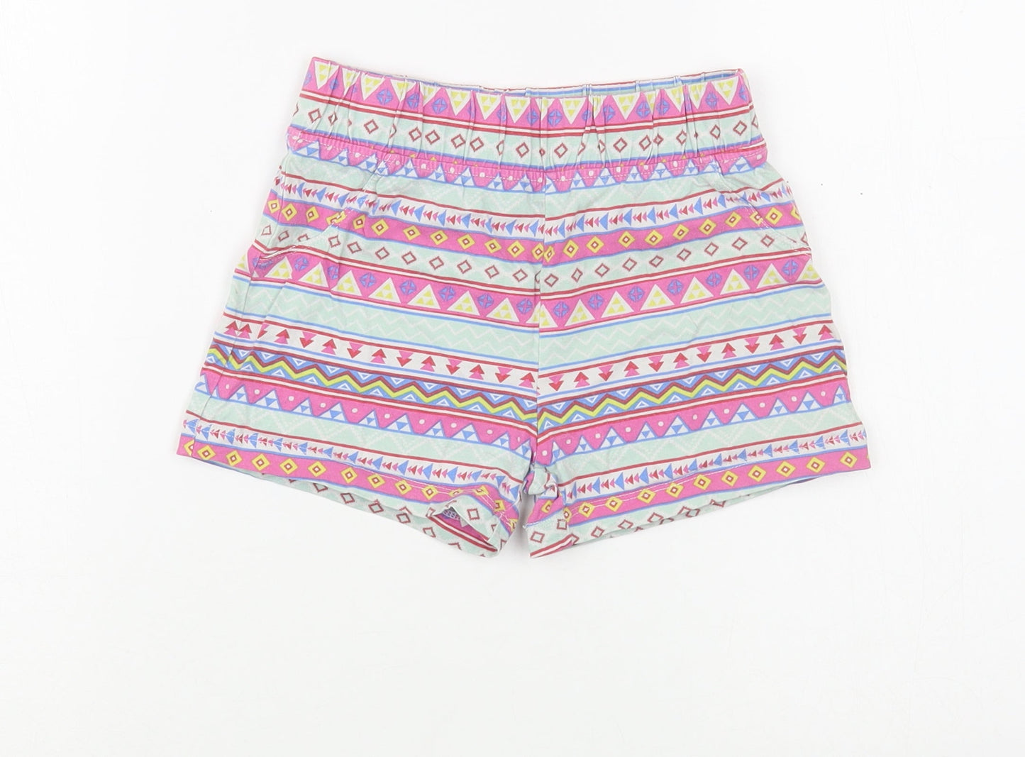 Dunnes Stores Girls Multicoloured Geometric Cotton Bermuda Shorts Size 6 Years  Regular