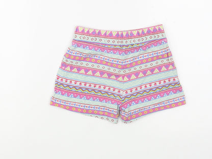 Dunnes Stores Girls Multicoloured Geometric Cotton Bermuda Shorts Size 6 Years  Regular