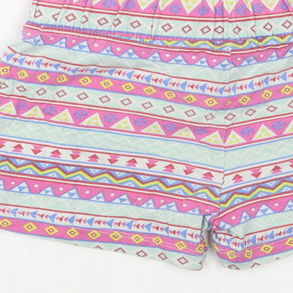 Dunnes Stores Girls Multicoloured Geometric Cotton Bermuda Shorts Size 6 Years  Regular