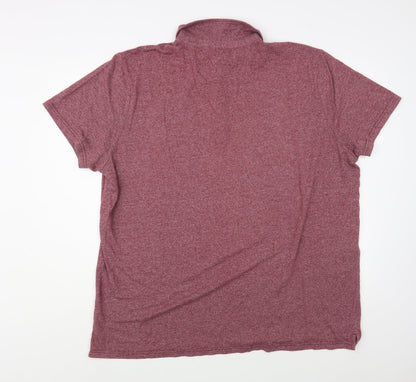 George Mens Red  Polyester  Polo Size 2XL Collared Button