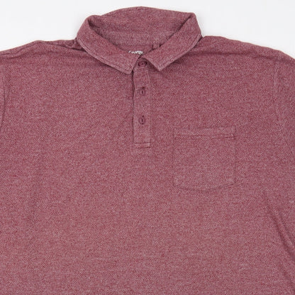 George Mens Red  Polyester  Polo Size 2XL Collared Button