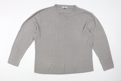 Harbour Classic Mens Grey V-Neck  Acrylic Pullover Jumper Size 2XL